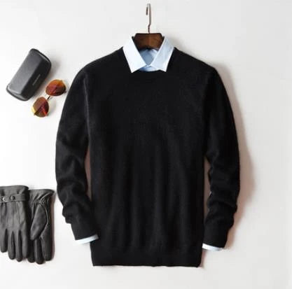 Herren Kaschmir Pullover mit Rundhals und V Ausschnitt 0