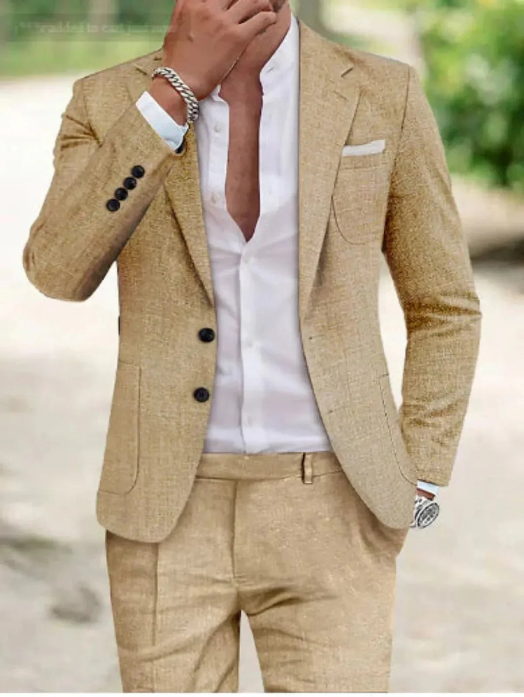 Herren Klassischer Zweiknopf-Hochzeitsanzug Set Eleganter Anzug für Hochzeit und Festliche Anlässe 2