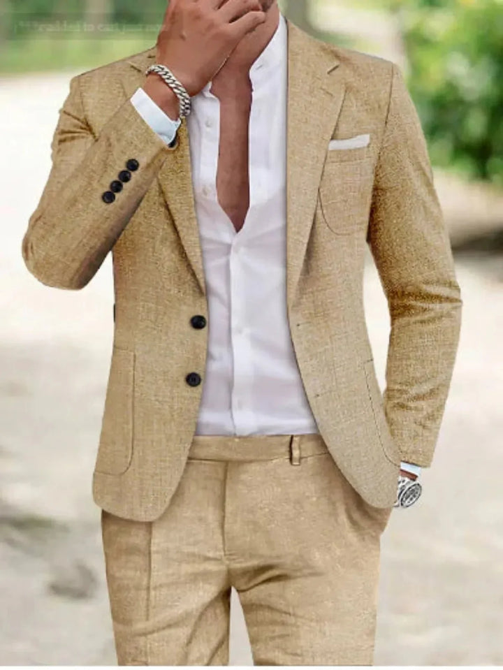 Herren Klassischer Zweiknopf-Hochzeitsanzug Set Eleganter Anzug für Hochzeit und Festliche Anlässe 2