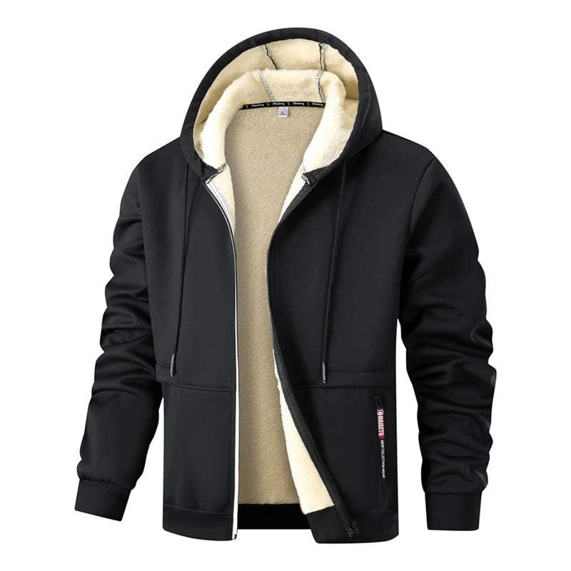 Herren Langarm Kapuzenjacke mit Kordelzug und Taschen 0