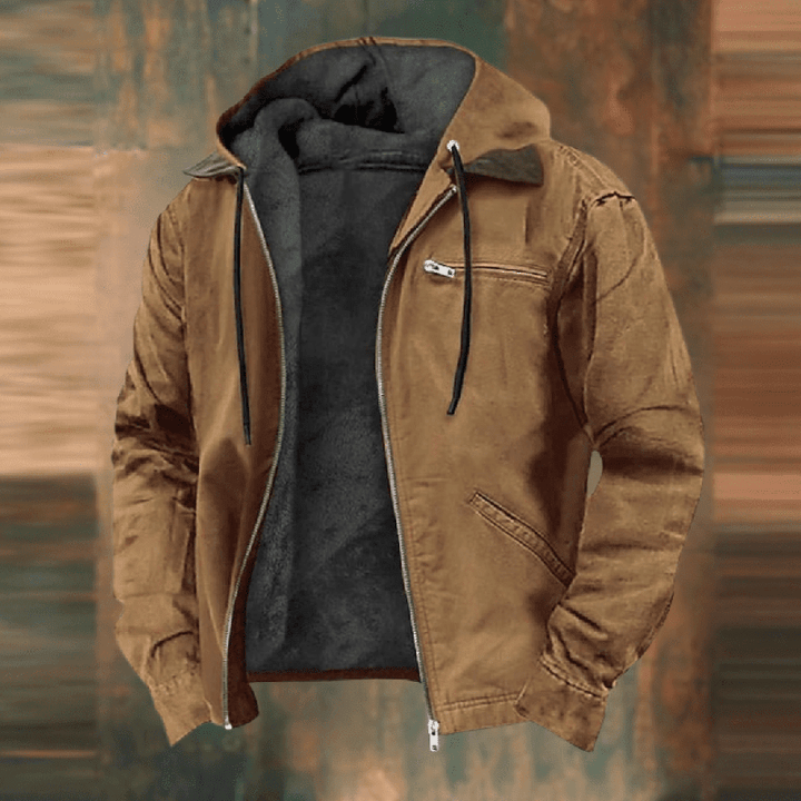 Herren Leder Winterjacke mit Kapuze und Reißverschluss – Robuster Urbaner Stil für Kalte Tage 0