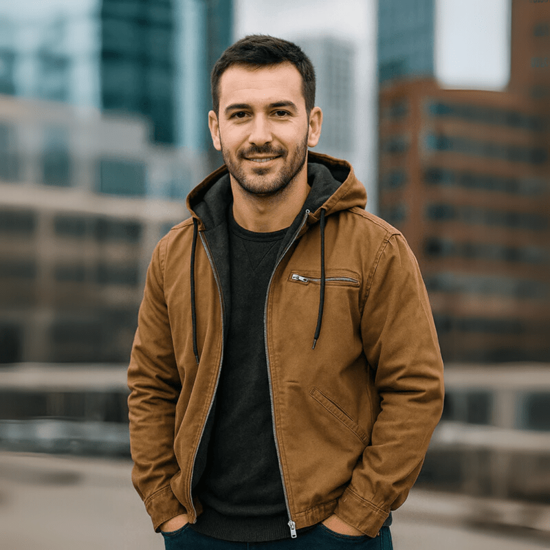 Herren Leder Winterjacke mit Kapuze und Reißverschluss – Robuster Urbaner Stil für Kalte Tage 1
