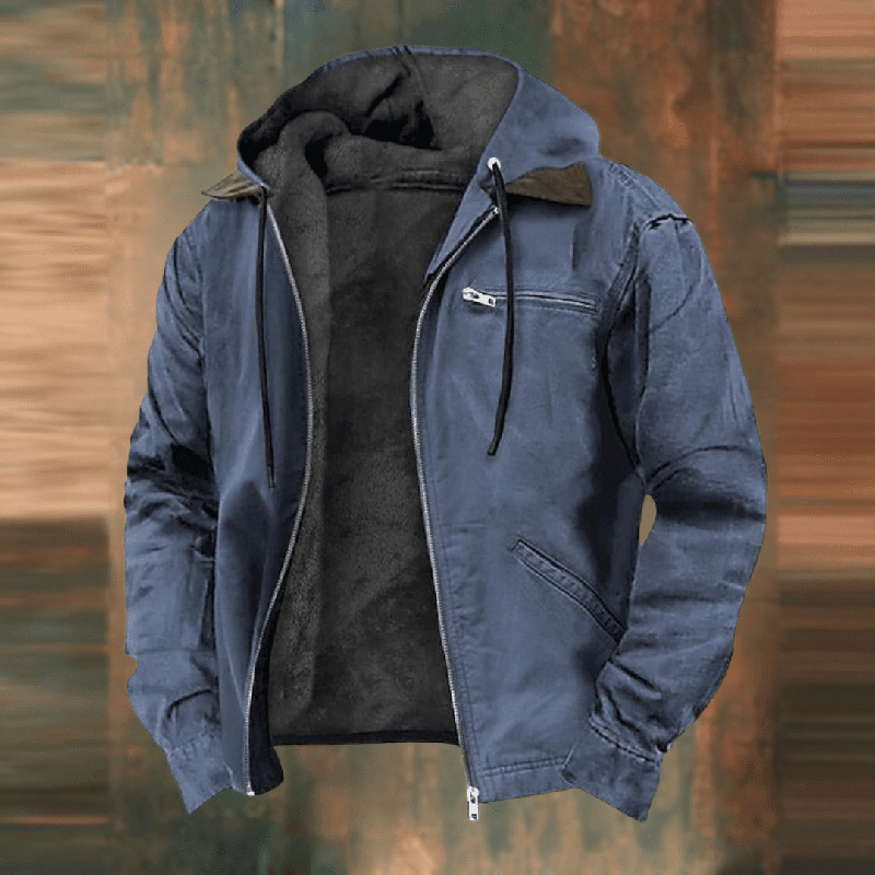 Herren Leder Winterjacke mit Kapuze und Reißverschluss – Robuster Urbaner Stil für Kalte Tage 2