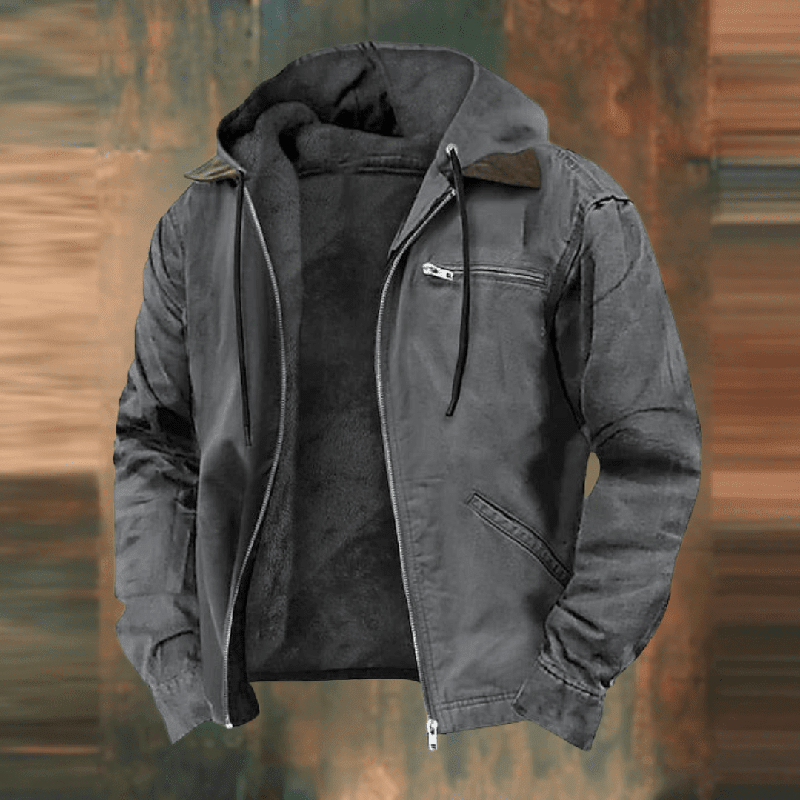 Herren Leder Winterjacke mit Kapuze und Reißverschluss – Robuster Urbaner Stil für Kalte Tage 4