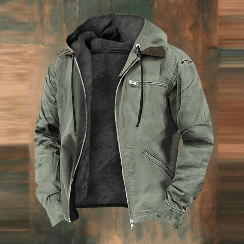 Herren Leder Winterjacke mit Kapuze und Reißverschluss – Robuster Urbaner Stil für Kalte Tage 6