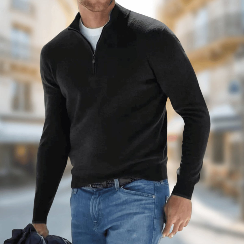 Herren Leichter Quarter-Zip Strickpullover Slim Fit für Alltag und Büro 1