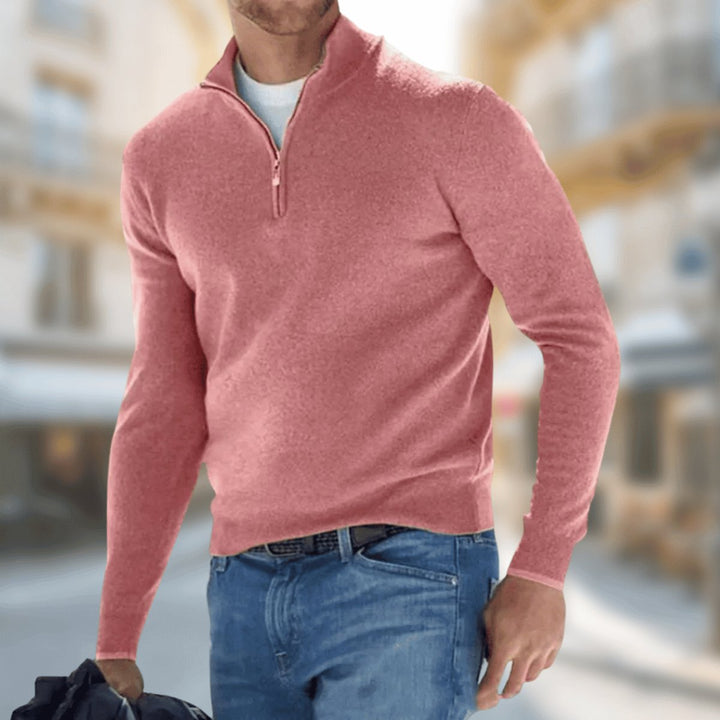 Herren Leichter Quarter-Zip Strickpullover Slim Fit für Alltag und Büro 6