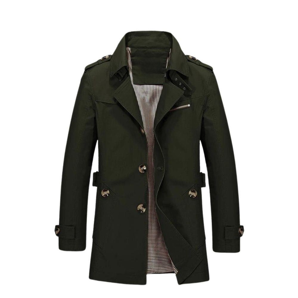 Herren Mantel Lang Schwarz - Klassischer Eleganter Herrenmantel für Herbst und Übergangszeit 1