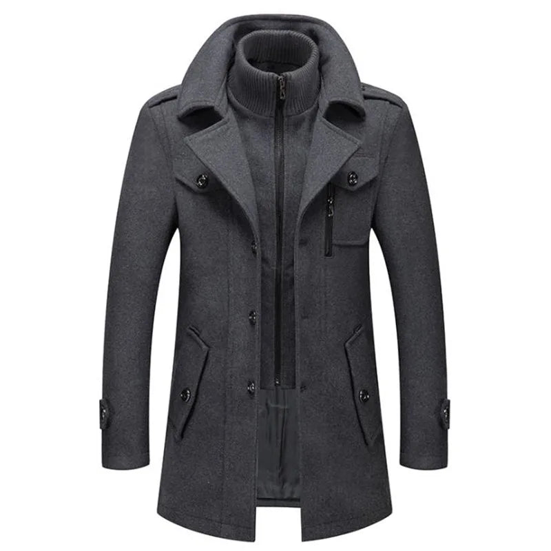 Herren Mantel Lang Schwarz – Eleganter, Winddichter Herrenmantel für Business und Freizeit, Zeitloses Design, Hochwertige Verarbeitung 1