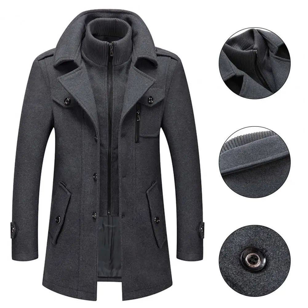 Herren Mantel Lang Schwarz – Eleganter, Winddichter Herrenmantel für Business und Freizeit, Zeitloses Design, Hochwertige Verarbeitung 3