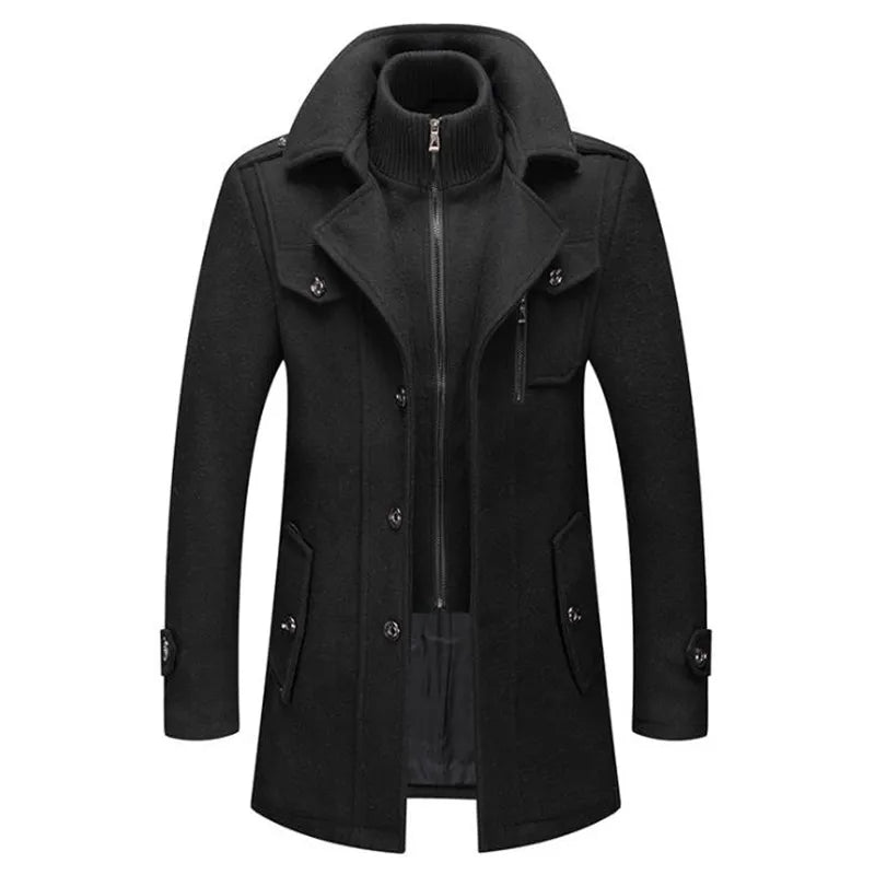Herren Mantel Lang Schwarz – Eleganter, Winddichter Herrenmantel für Business und Freizeit, Zeitloses Design, Hochwertige Verarbeitung 4