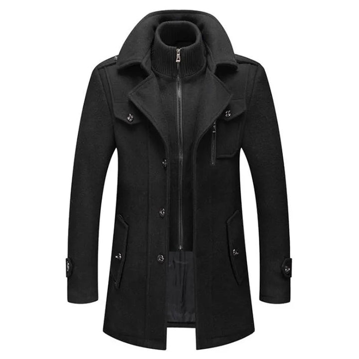 Herren Mantel Lang Schwarz – Eleganter, Winddichter Herrenmantel für Business und Freizeit, Zeitloses Design, Hochwertige Verarbeitung 4