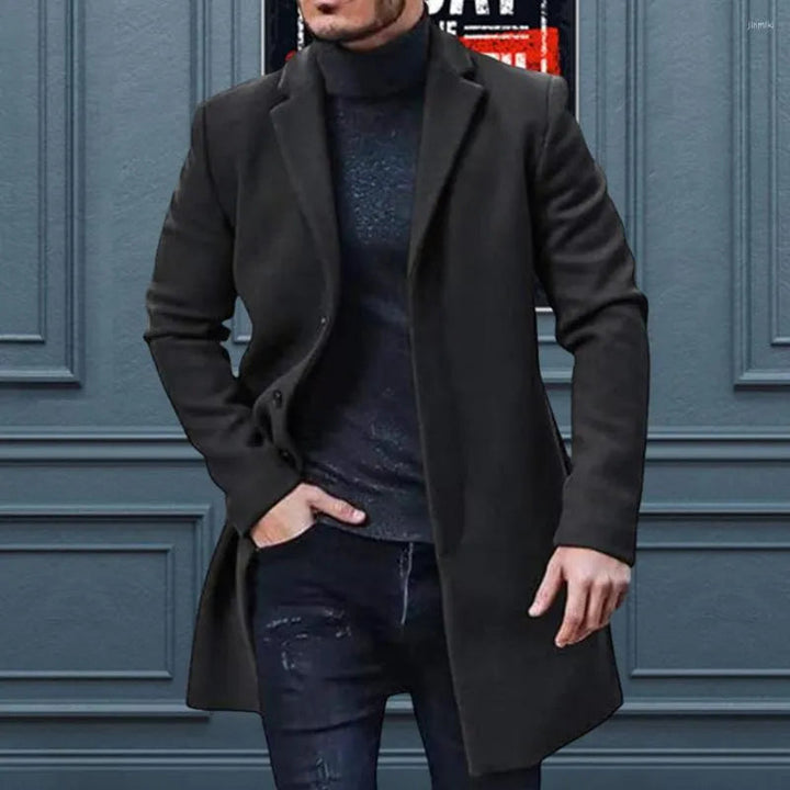 Herren Mantel Lang Schwarz für Winter mit Wärmeschutz und Modernem Schnitt – Stilvoller Herrenmantel für Kalte Tage 0