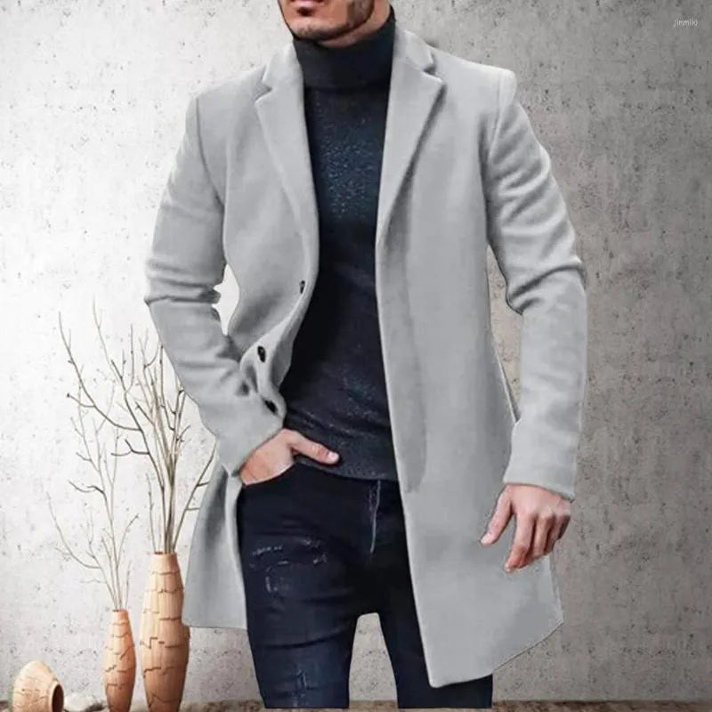 Herren Mantel Lang Schwarz für Winter mit Wärmeschutz und Modernem Schnitt – Stilvoller Herrenmantel für Kalte Tage 1