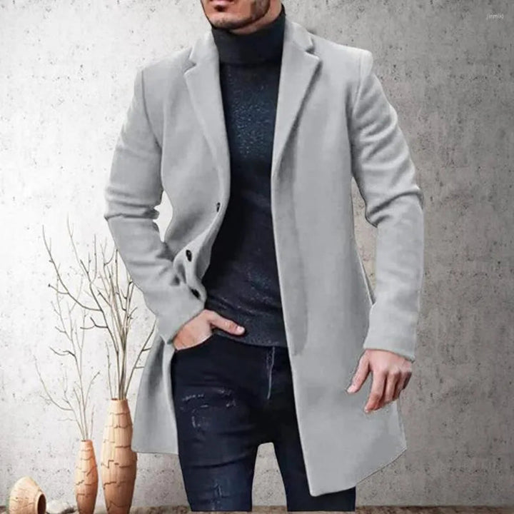 Herren Mantel Lang Schwarz für Winter mit Wärmeschutz und Modernem Schnitt – Stilvoller Herrenmantel für Kalte Tage 1