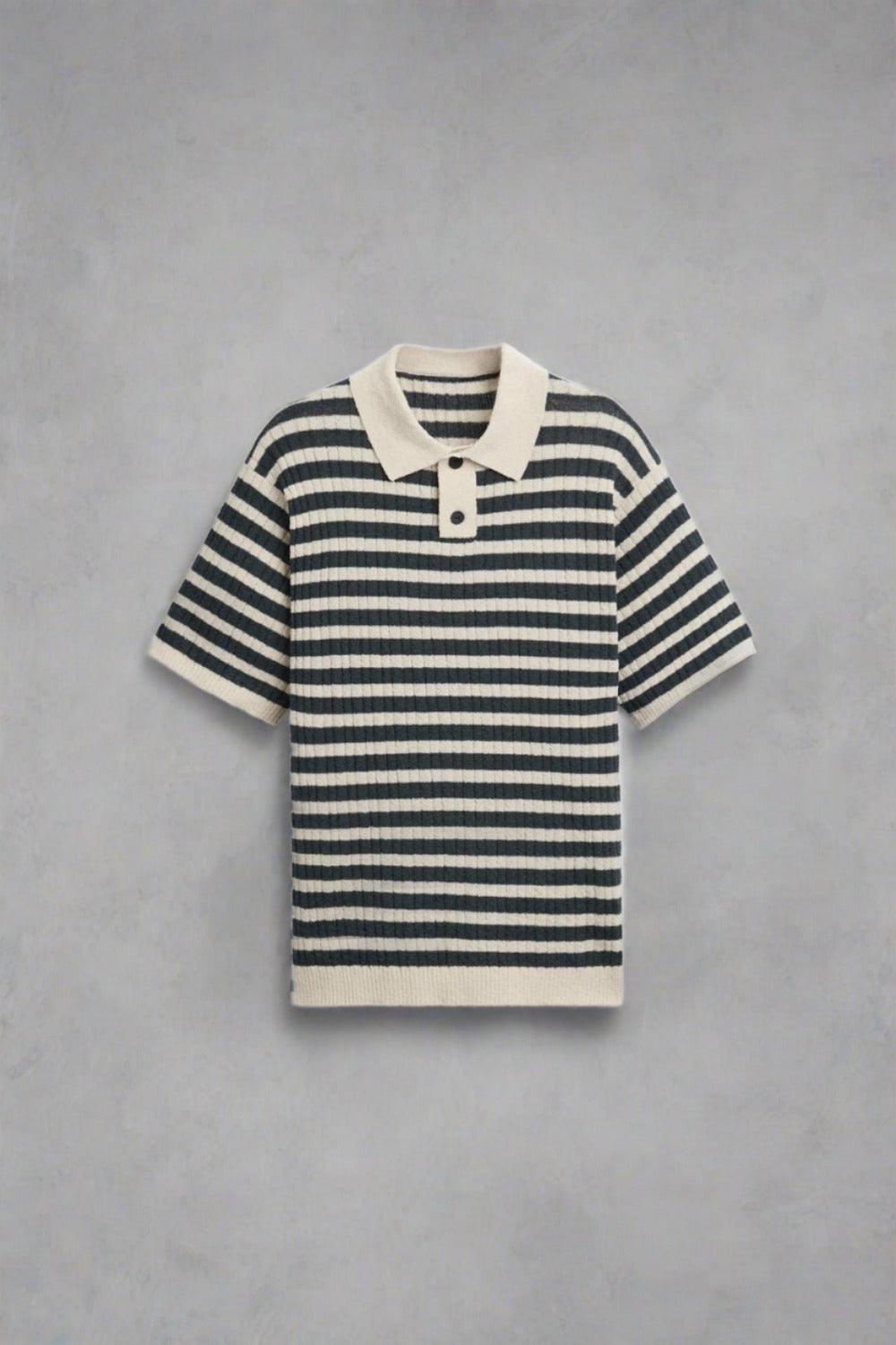 Herren Poloshirt - Klassisches Gestreiftes Strickpolo für Stil und Komfort, Zeitloses Design, Perfekt für Freizeit und Büro 0