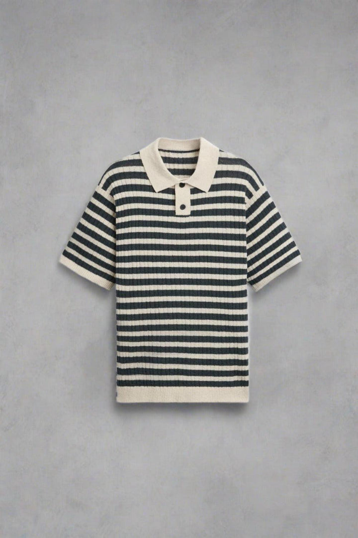 Herren Poloshirt - Klassisches Gestreiftes Strickpolo für Stil und Komfort, Zeitloses Design, Perfekt für Freizeit und Büro 0