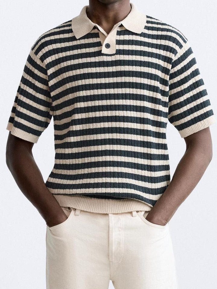 Herren Poloshirt - Klassisches Gestreiftes Strickpolo für Stil und Komfort, Zeitloses Design, Perfekt für Freizeit und Büro 1