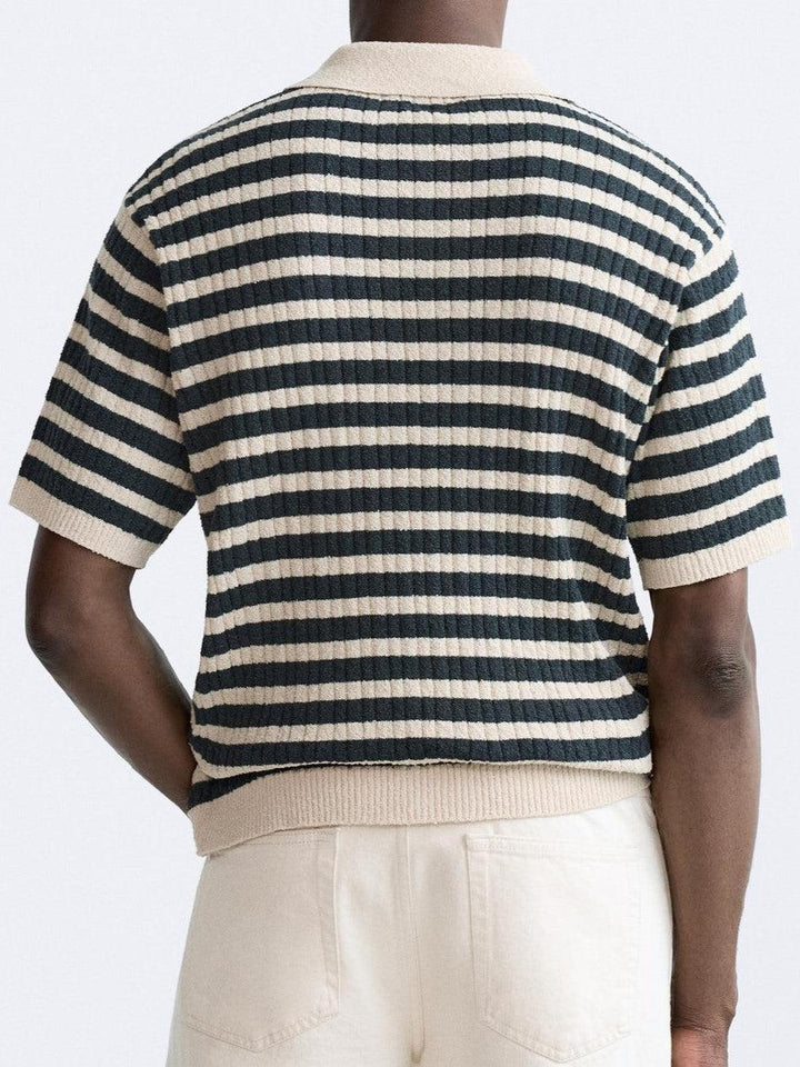 Herren Poloshirt - Klassisches Gestreiftes Strickpolo für Stil und Komfort, Zeitloses Design, Perfekt für Freizeit und Büro 2