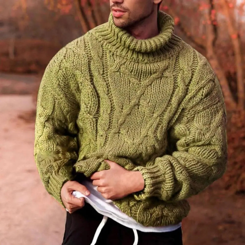 Herren Rollkragenpullover Dick Gestrickt Warmer Winterpullover Komfortabel 0