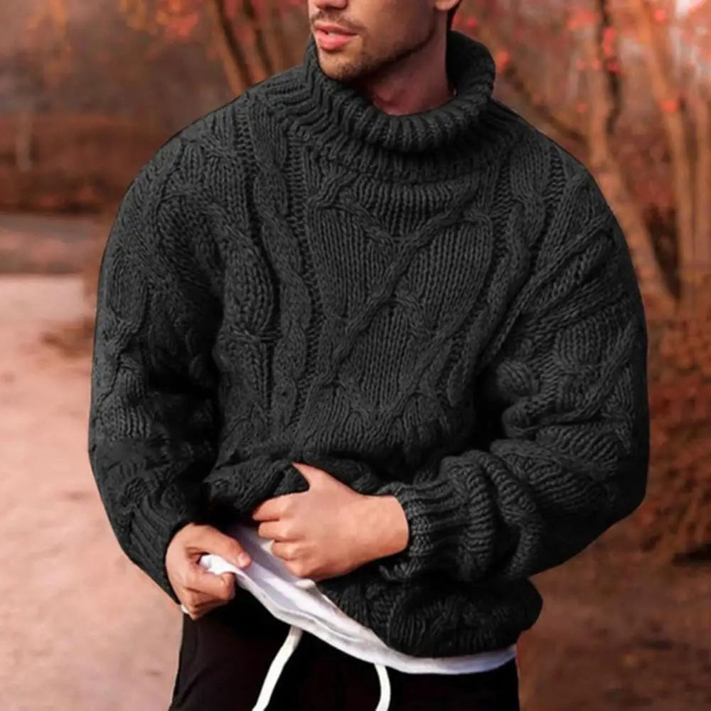 Herren Rollkragenpullover Dick Gestrickt Warmer Winterpullover Komfortabel 1