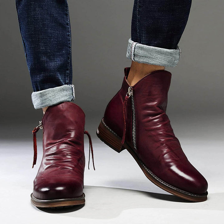 Herren Stiefel Leder Schwarz mit Orthopädischem Arch Support für Winterkomfort 0