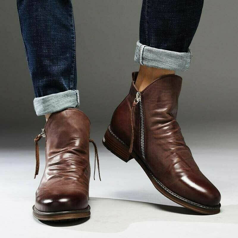 Herren Stiefel Leder Schwarz mit Orthopädischem Arch Support für Winterkomfort 1