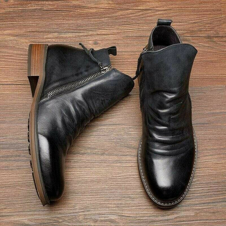Herren Stiefel Leder Schwarz mit Orthopädischem Arch Support für Winterkomfort 10