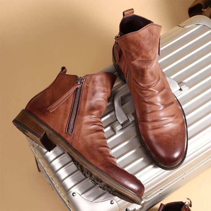 Herren Stiefel Leder Schwarz mit Orthopädischem Arch Support für Winterkomfort 2
