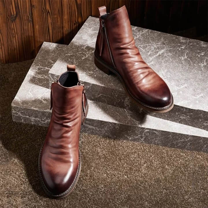 Herren Stiefel Leder Schwarz mit Orthopädischem Arch Support für Winterkomfort 8