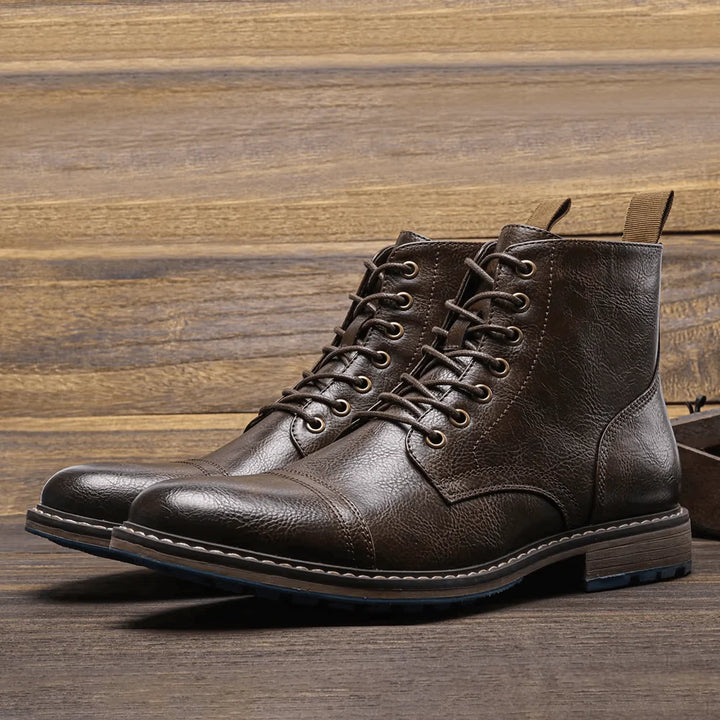 Herren Stiefel Schwarz Leder mit Arch Support – Klassische Winterstiefel für Freizeit und Business 1