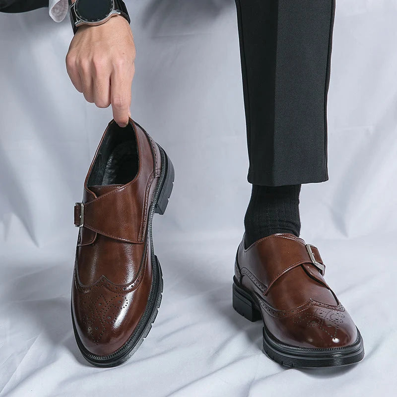 Herren Stiefel Schwarz Mit Arch Support – Elegante Lederstiefel Für Winter & Alltag, Robuste Sohle, Schnallendetail 0