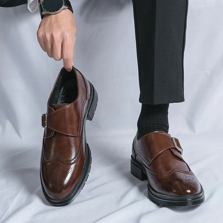 Herren Stiefel Schwarz Mit Arch Support – Elegante Lederstiefel Für Winter & Alltag, Robuste Sohle, Schnallendetail 0