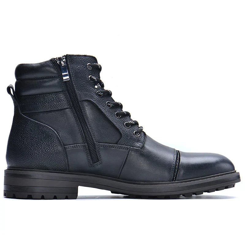 Herren Stiefel Schwarz Orthopädisch mit Reißverschluss und Schnürung – Robuste Winterstiefel für Optimalen Halt 1