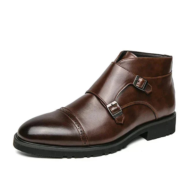Herren Stiefeletten Schwarz Mit Doppelschnalle & Arch Support – Orthopädische Elegante Stiefeletten Für Komfort 0