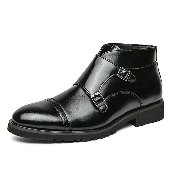 Herren Stiefeletten Schwarz Mit Doppelschnalle & Arch Support – Orthopädische Elegante Stiefeletten Für Komfort 2