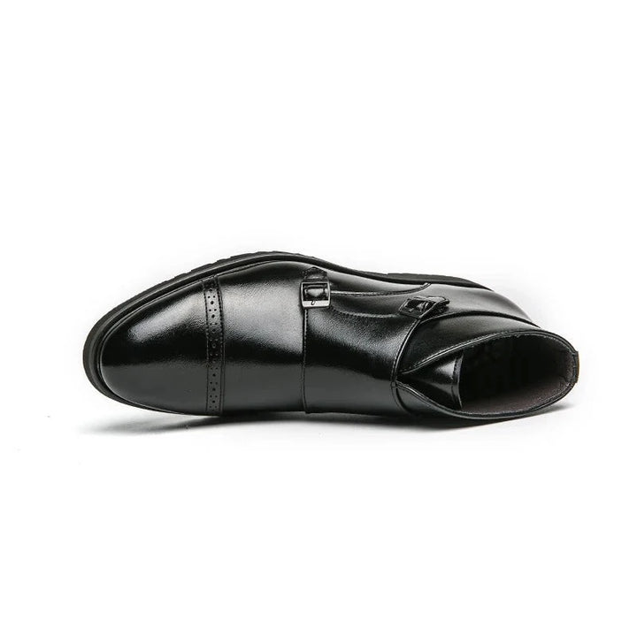 Herren Stiefeletten Schwarz Mit Doppelschnalle & Arch Support – Orthopädische Elegante Stiefeletten Für Komfort 3