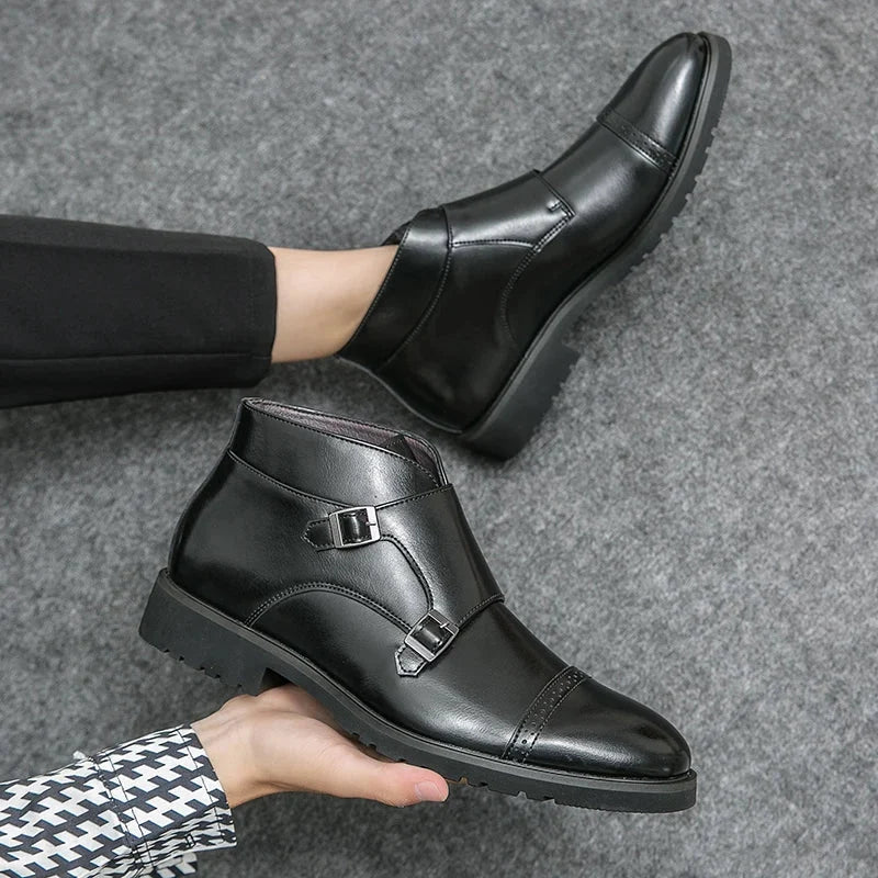 Herren Stiefeletten Schwarz Mit Doppelschnalle & Arch Support – Orthopädische Elegante Stiefeletten Für Komfort 5