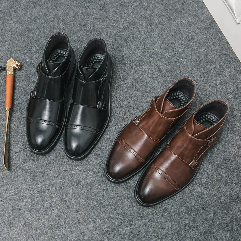 Herren Stiefeletten Schwarz Mit Doppelschnalle & Arch Support – Orthopädische Elegante Stiefeletten Für Komfort 6