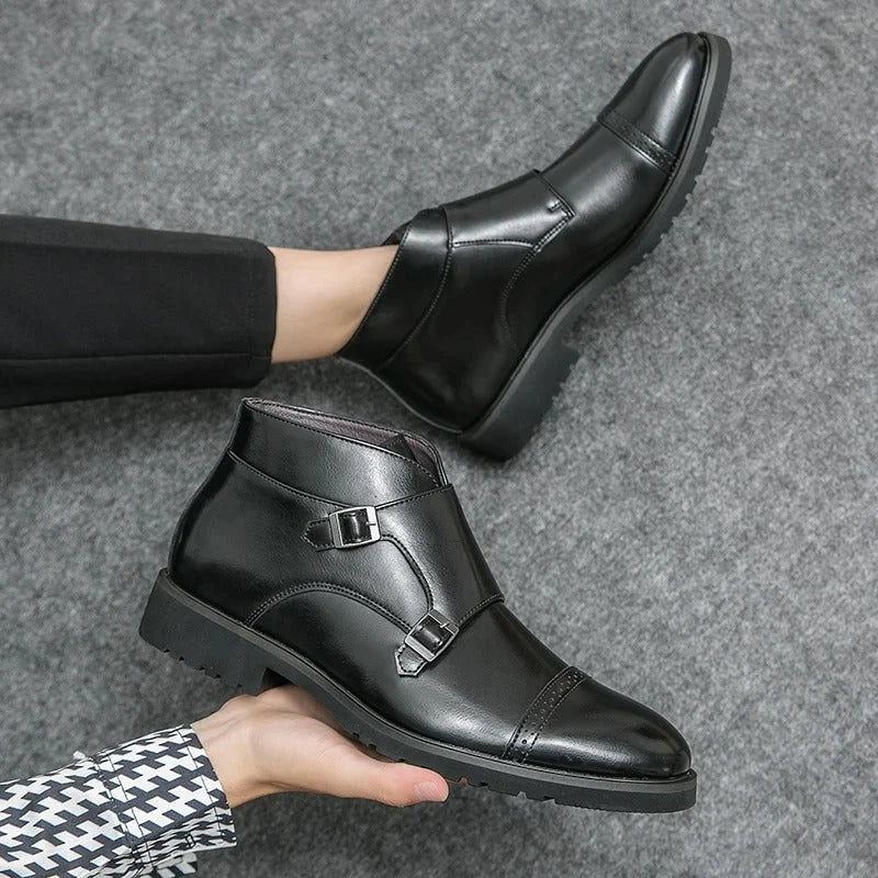 Herren Stiefeletten Schwarz Mit Doppelschnalle & Arch Support – Orthopädische Elegante Stiefeletten Für Komfort 7