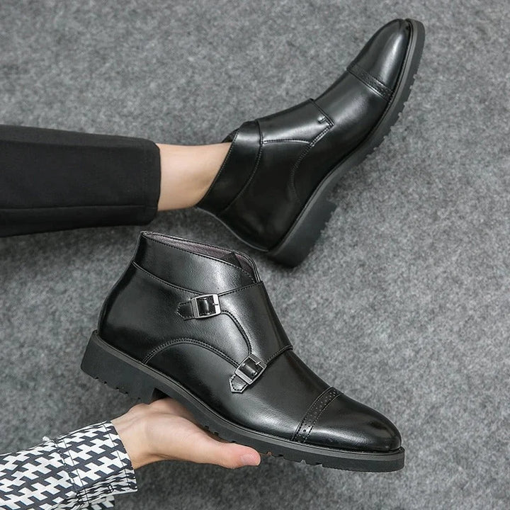 Herren Stiefeletten Schwarz Mit Doppelschnalle & Arch Support – Orthopädische Elegante Stiefeletten Für Komfort 7