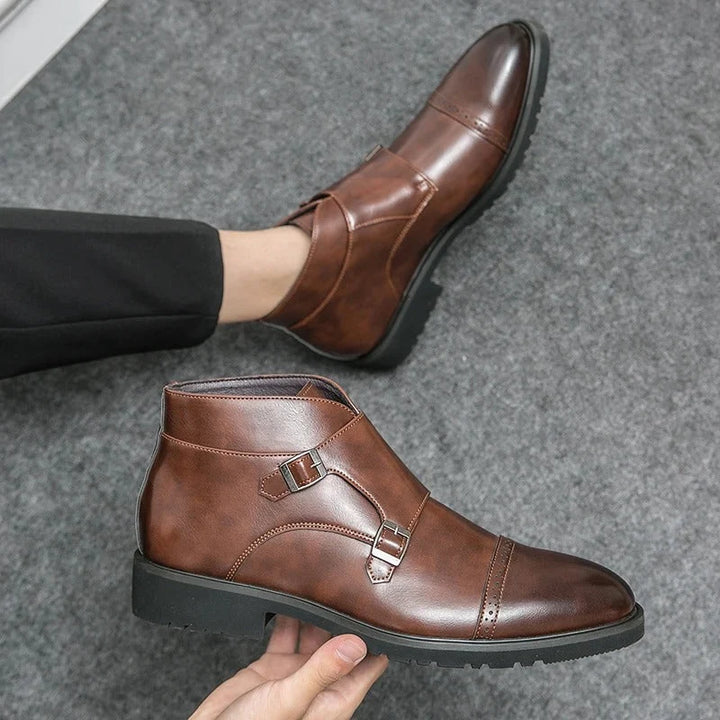 Herren Stiefeletten Schwarz Mit Doppelschnalle & Arch Support – Orthopädische Elegante Stiefeletten Für Komfort 8