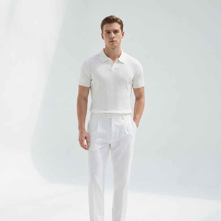 Herren Strick Poloshirt mit Rippstruktur und Geradem Schnitt für Alltag und Freizeit 5