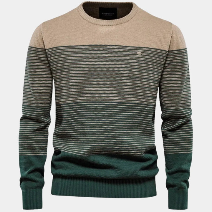 Herren Strickpullover Rundhals mit Streifen-Farbverlauf Langarmpullover für Herbst und Winter 0