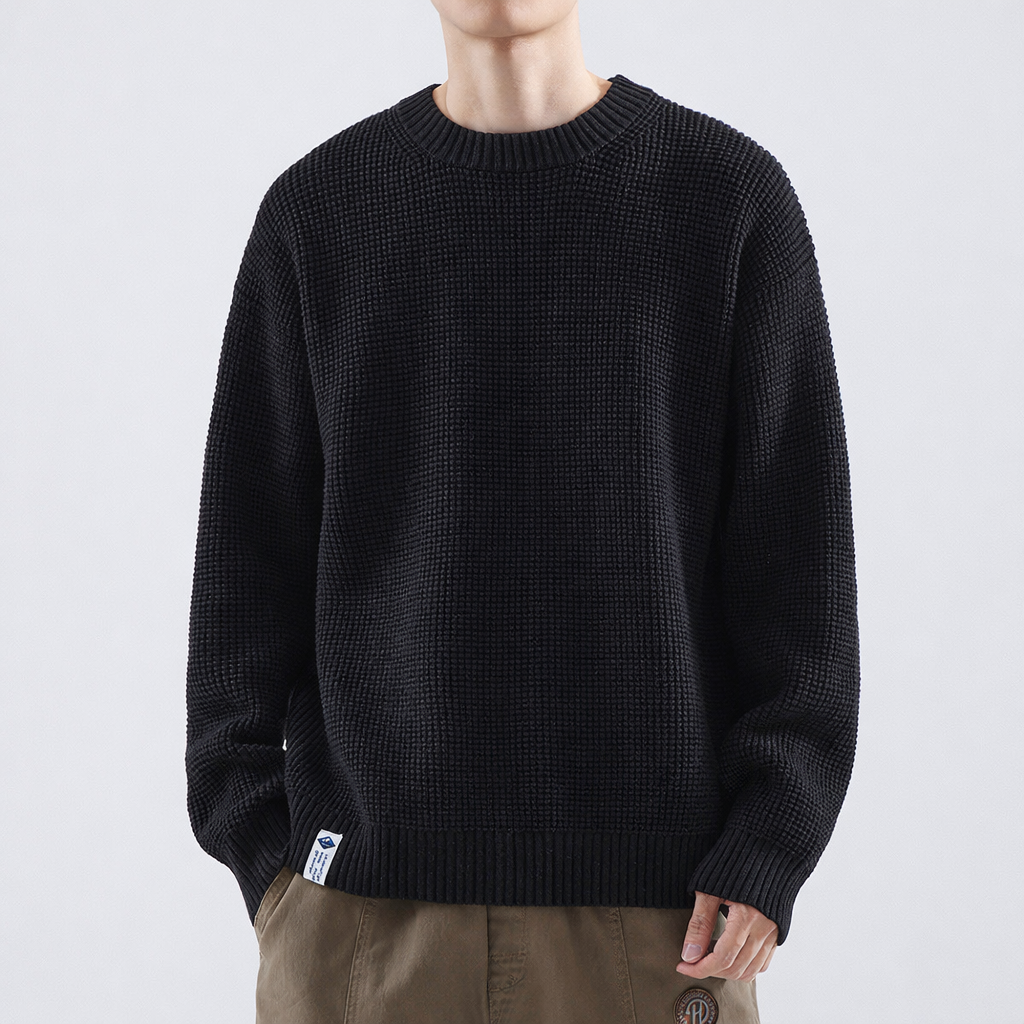 Herren Strukturierter Rundhals Pullover Modernes Design Für Winter 0