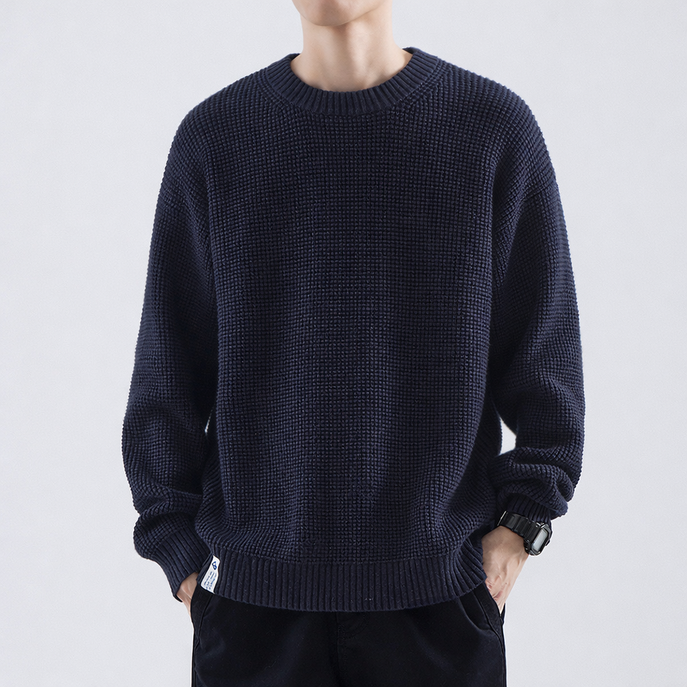 Herren Strukturierter Rundhals Pullover Modernes Design Für Winter 1