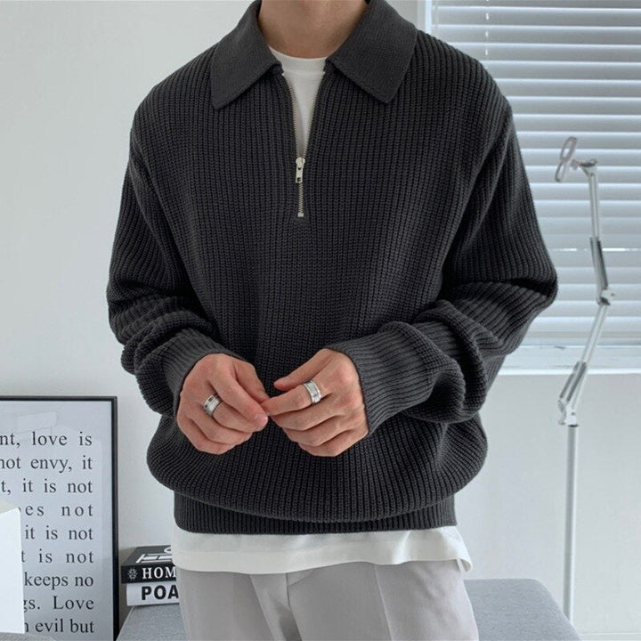 Herren Strukturierter Winterpullover Langarm Komfortabler Strickpullover für Kalte Tage 0