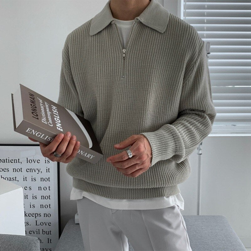 Herren Strukturierter Winterpullover Langarm Komfortabler Strickpullover für Kalte Tage 1