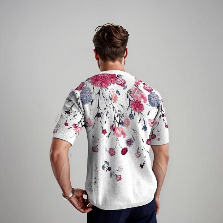 Herren T Shirt Floral Kurzarm Sommer Freizeit Elegant Modern für Männer 3