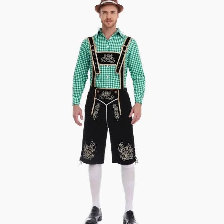 Herren Trachten-Set Kniebundhose Mit Karohemd Im Lederhosen-Stil Für Oktoberfest Und Mottopartys 10